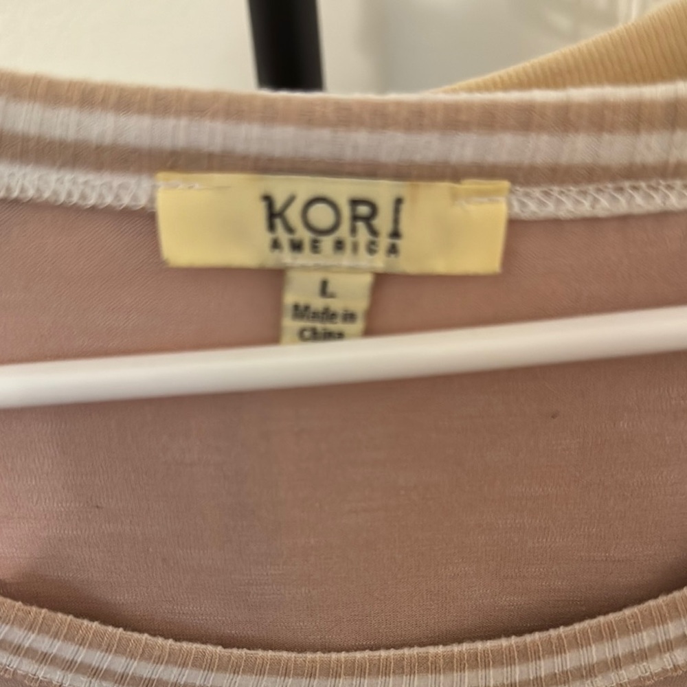 Kori America Tan Striped Top